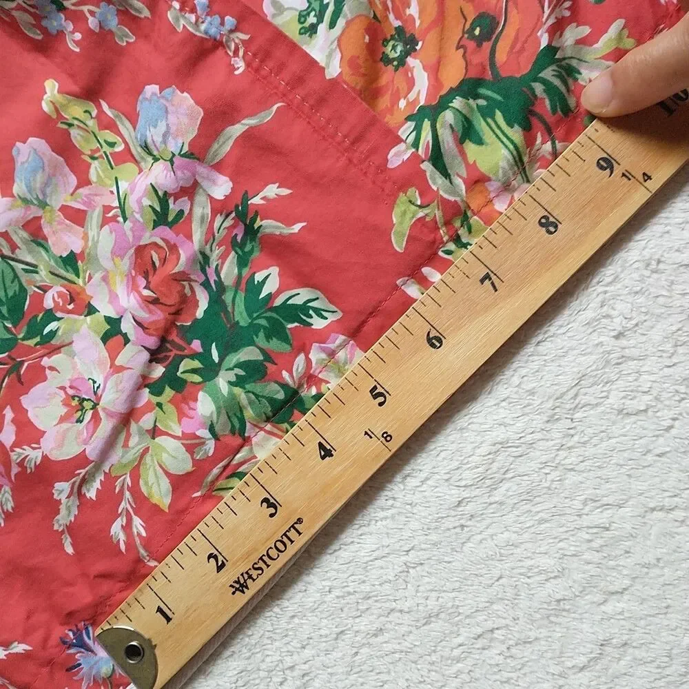 Vtg Ralph Lauren Belle Harbor Sham Red Floral Cotton Standard Size 1x